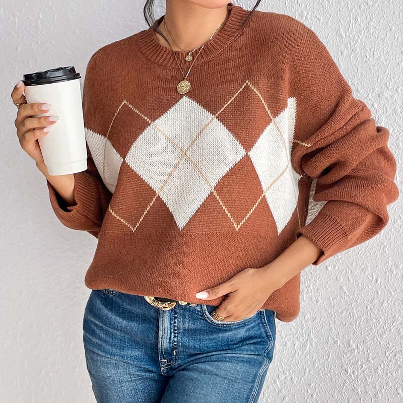 Lässiger Geometrischer Strickpullover