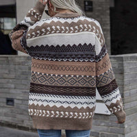 Vintage Geometrischer Strickpullover