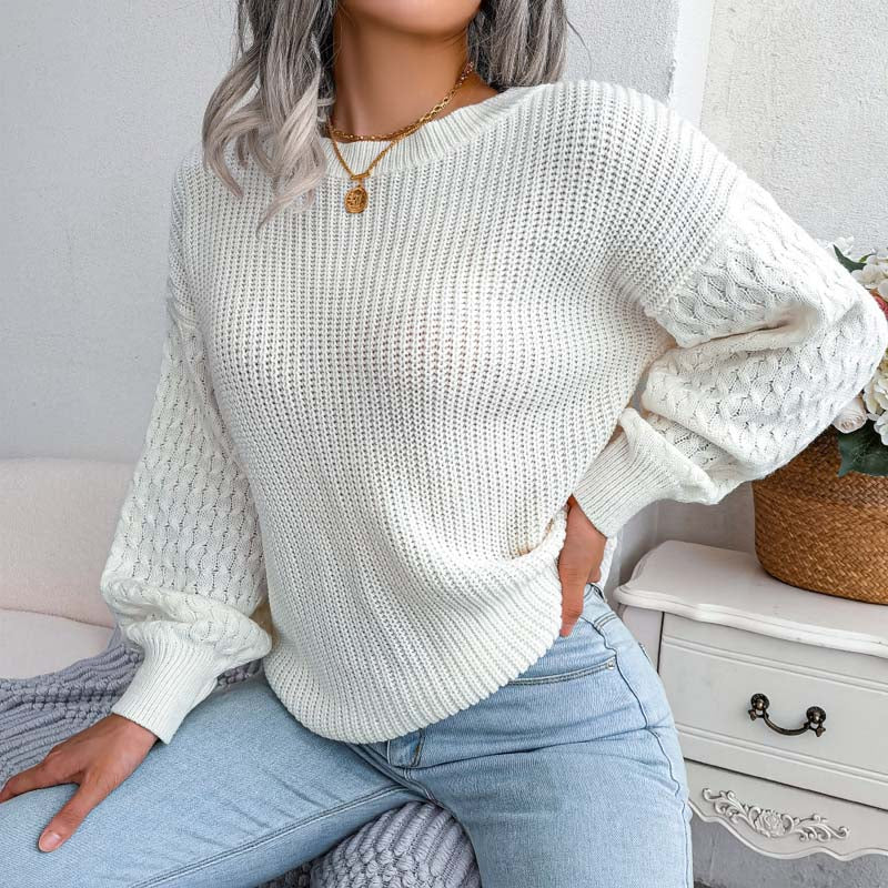 Lässige Einfarbige Strickpullover