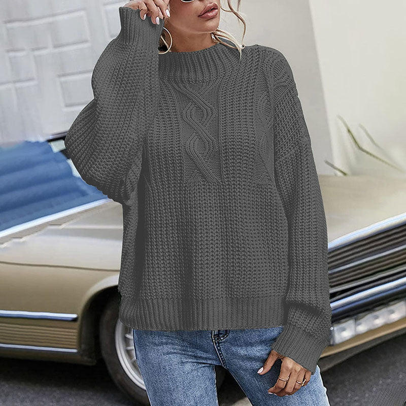 Lässiger Pullover Mit Zopfmuster