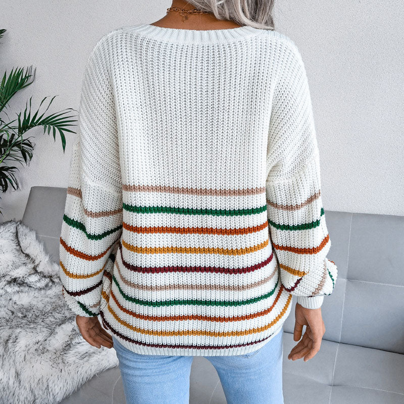 Lässiger Gestreifter Strickpullover