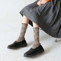 Vintage Blumen-Jacquard-Socken