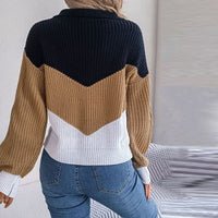 Farbblock-Strickpullover