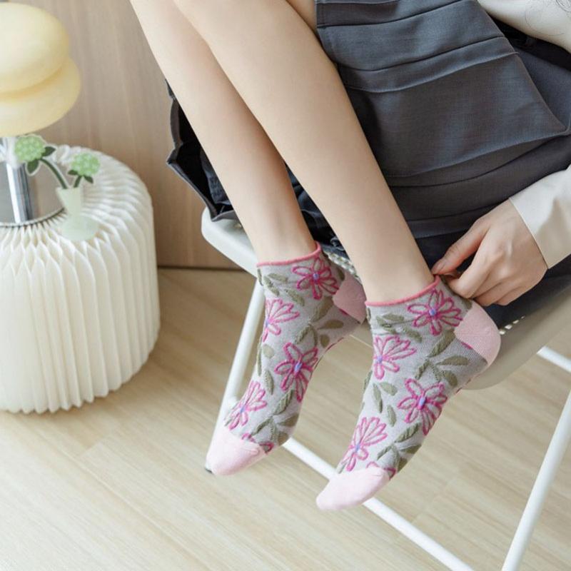 Packung Mit 5 Paar Blumen-Jacquard-Socken