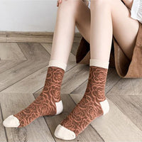 Vintage Blumen-Jacquard-Socken