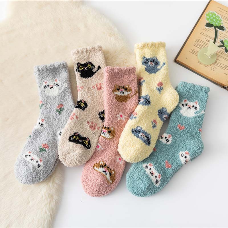 Wärme Socken Mit Katzen-Druck