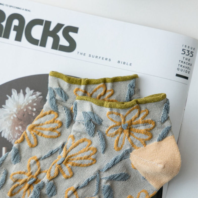 Packung Mit 5 Paar Blumen-Jacquard-Socken