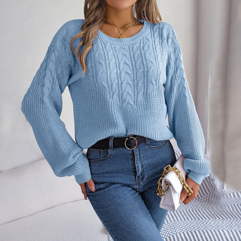 Lässiger Pullover Mit Zopfmuster