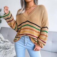 Lässiger Gestreifter Strickpullover