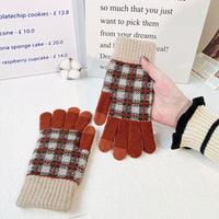 Vintage Karierte Warme Handschuhe