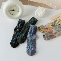 Vintage Blumen-Jacquard-Socken