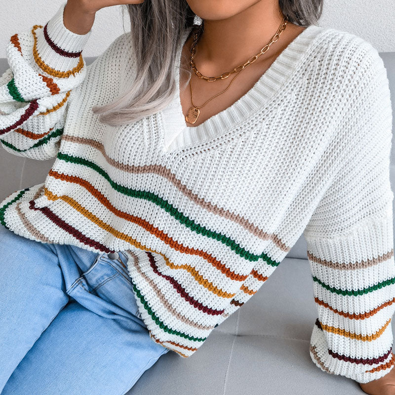 Lässiger Gestreifter Strickpullover