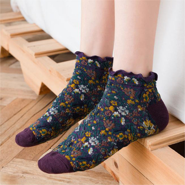 Vintage Lässige Blumensocken