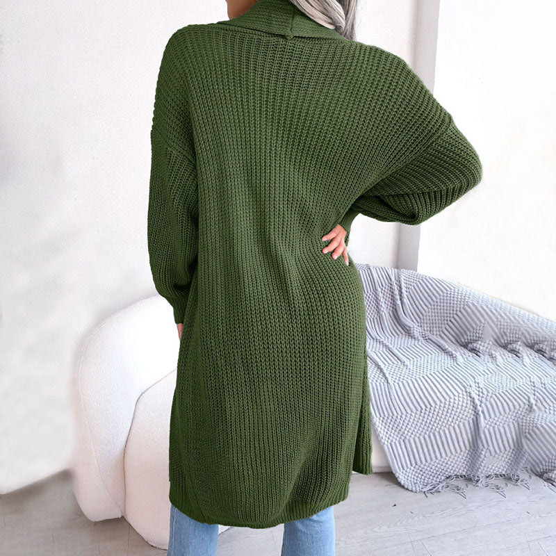 Lässige Einfarbige Strickjacke