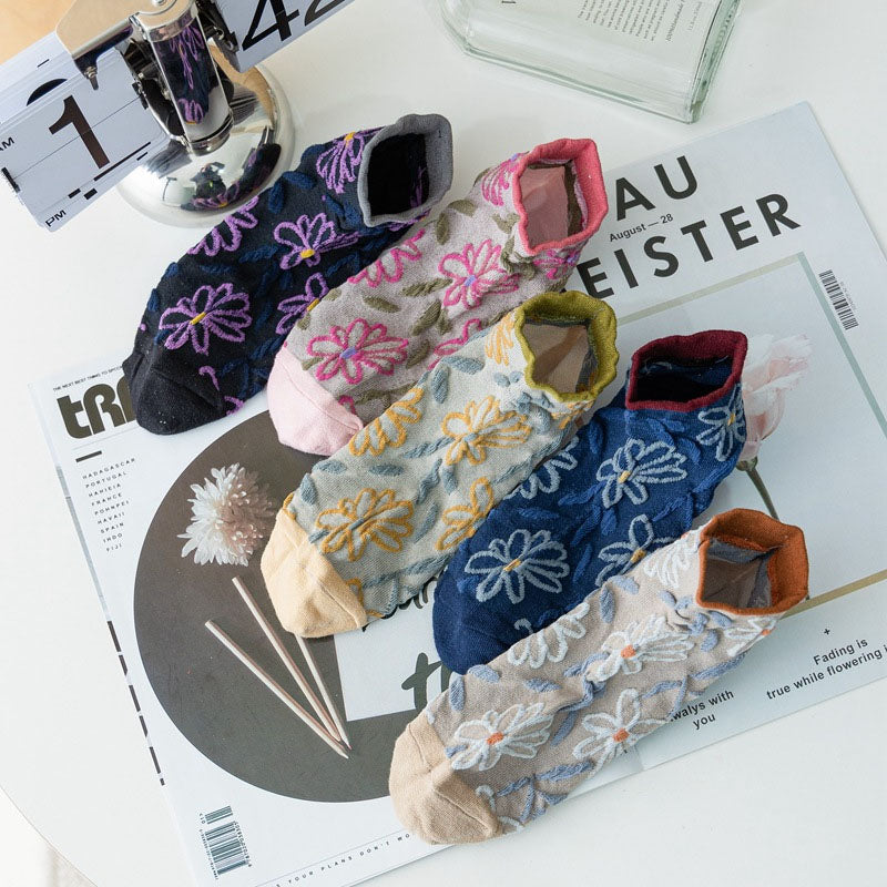 Packung Mit 5 Paar Blumen-Jacquard-Socken