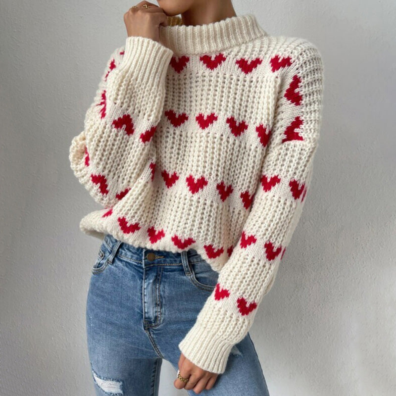 Lässiger Herzstrickpullover