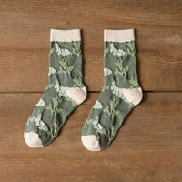 Vintage Blumen-Jacquard-Socken