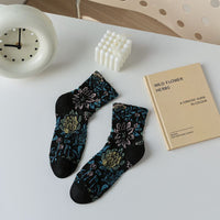 Vintage Blumen-Jacquard-Socken