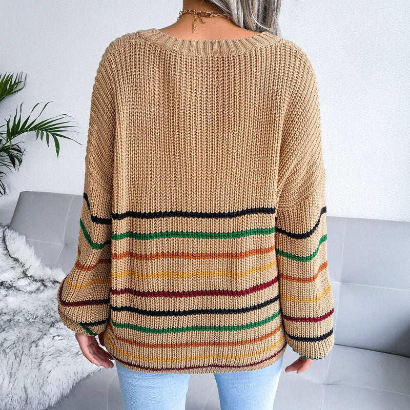 Lässiger Gestreifter Strickpullover