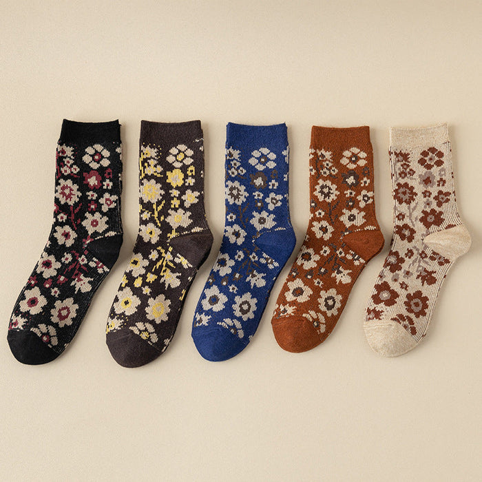 Packung Mit 5 Paar Vintage-Blumensocken