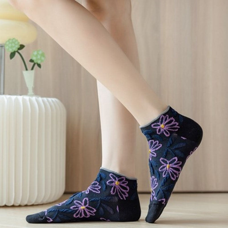 Packung Mit 5 Paar Blumen-Jacquard-Socken