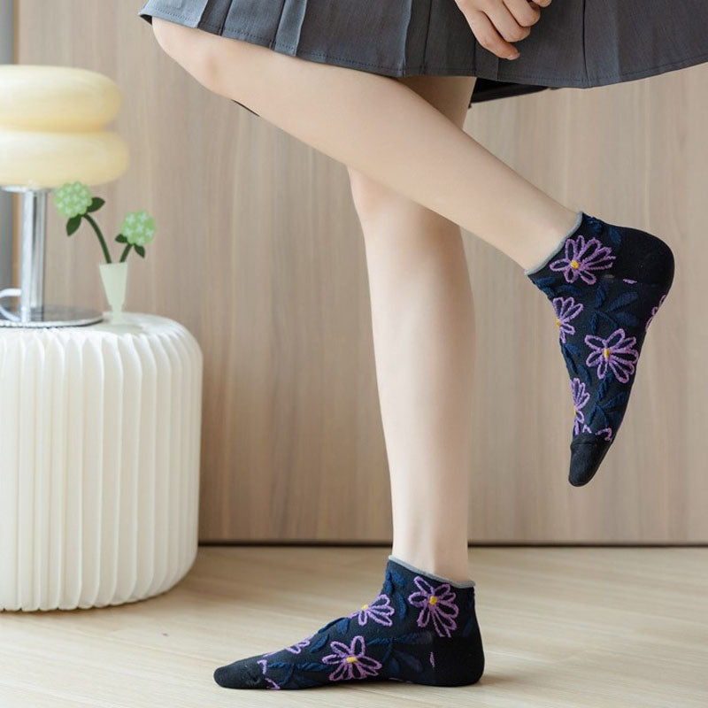 Packung Mit 5 Paar Blumen-Jacquard-Socken