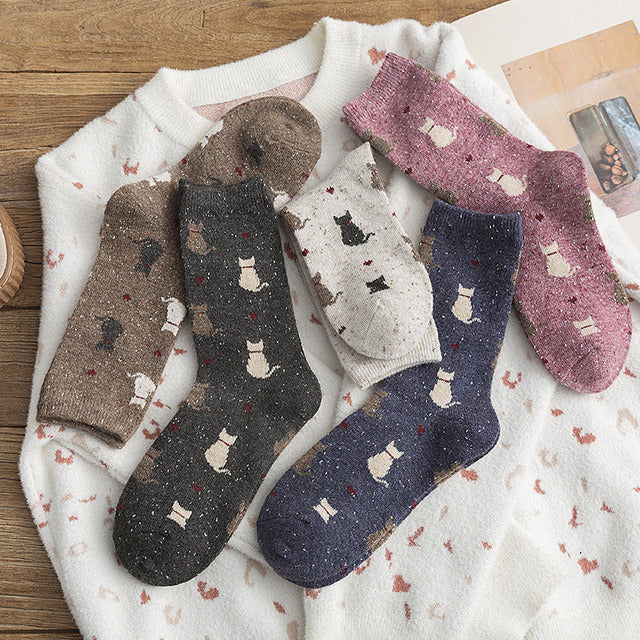 Vintage Socken Mit Katzendruck