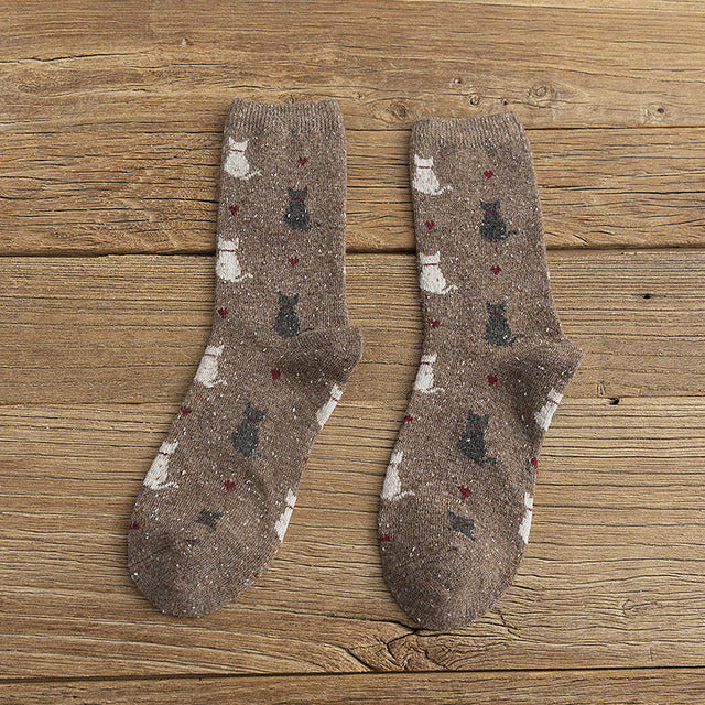 Vintage Socken Mit Katzendruck