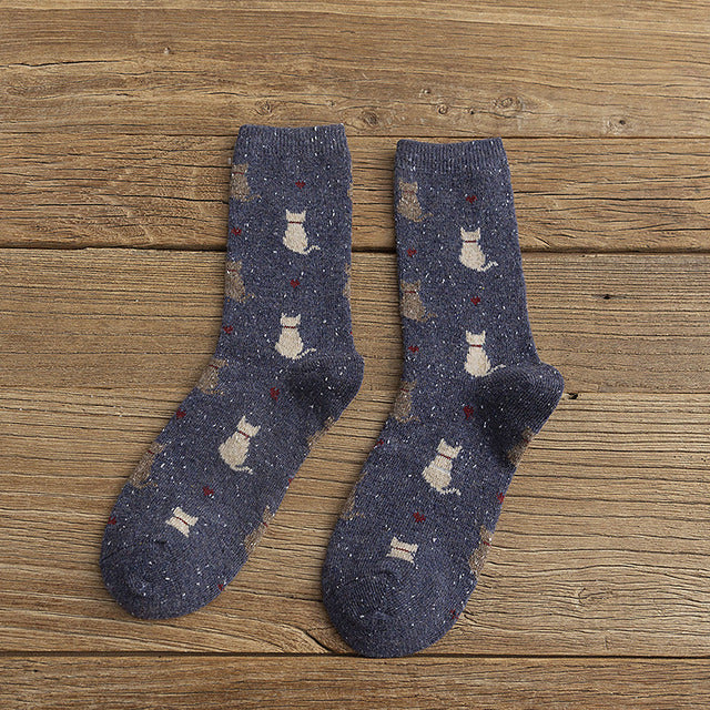 Vintage Socken Mit Katzendruck
