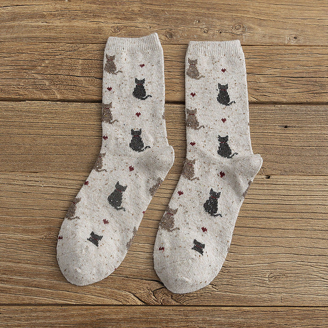 Vintage Socken Mit Katzendruck