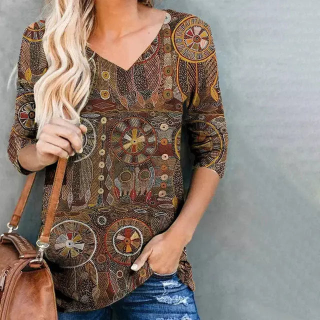 Vintage T-Shirt Mit Abstraktem Druck
