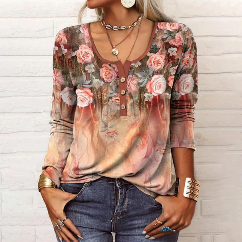 Vintage Bluse Mit Blumendruck