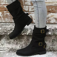 Vintage Wadenmitte-Stiefel Mit Schnalle