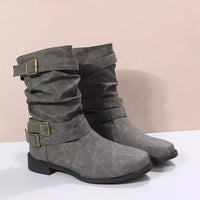 Vintage Wadenmitte-Stiefel Mit Schnalle