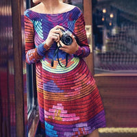 Mehrfarbiges Kleid Mit Abstraktem Druck
