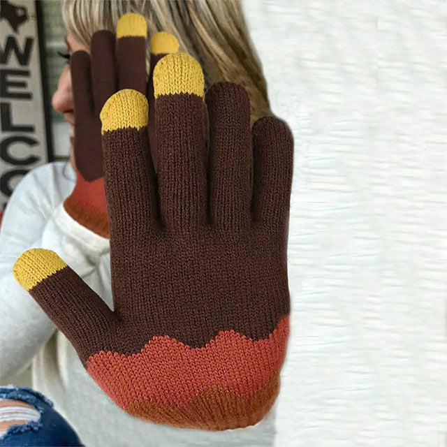 Warme Handschuhe In Kontrastfarbe