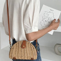 Vintage Halbrunde Strohtasche