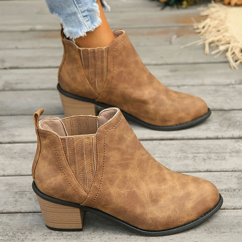 Vintage Stiefeletten Mit Klobigem Absatz