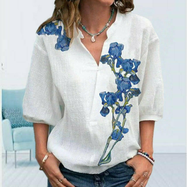 Lässige Bluse Mit Blumendruck