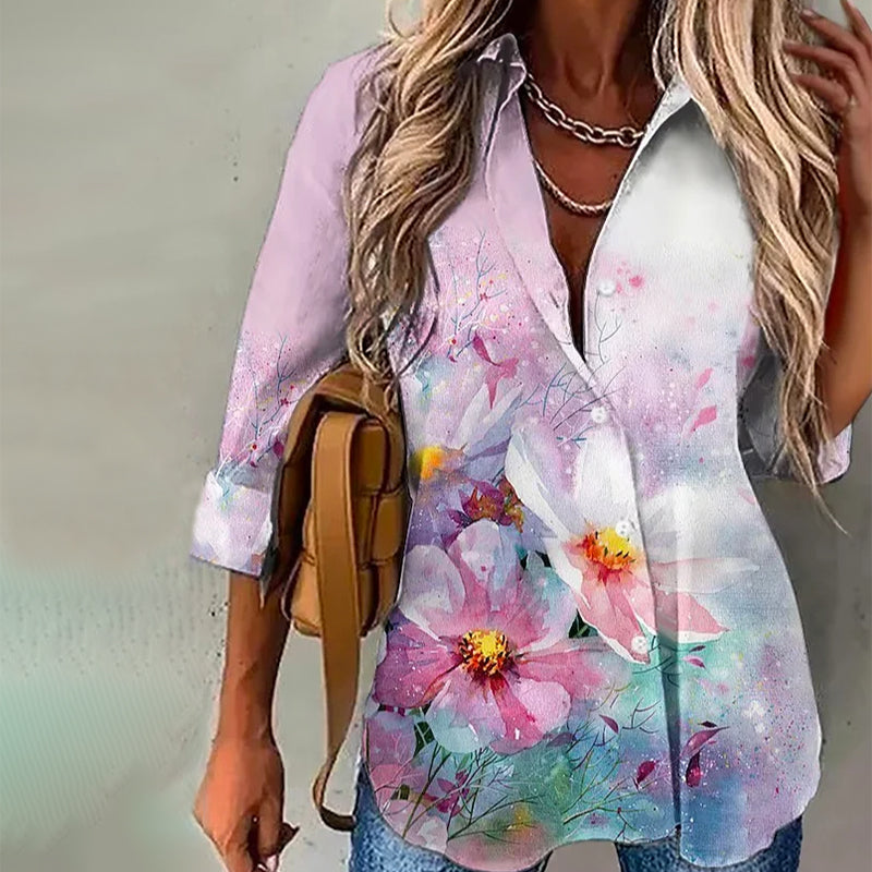 Lässige Bluse Mit Blumendruck