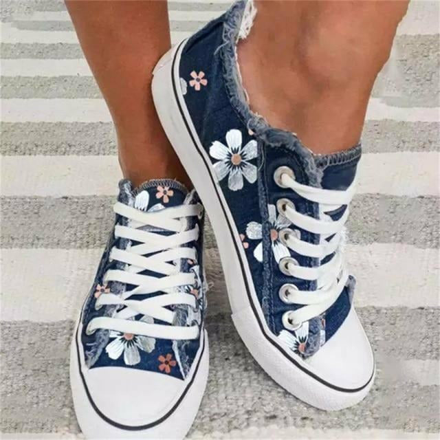 Lässige Sneakers Mit Blumendruck