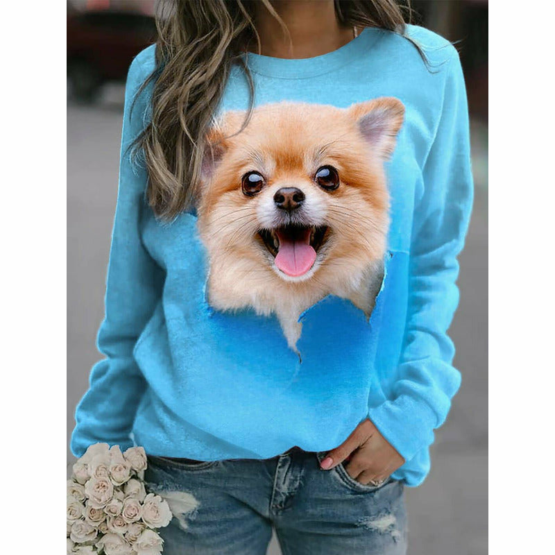 Süßes T-Shirt Mit 3D-Hundedruck